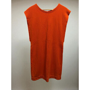 Free People Dress Britt Orange Sleeveless Raw Edge Fleece Knit Stretch Size L